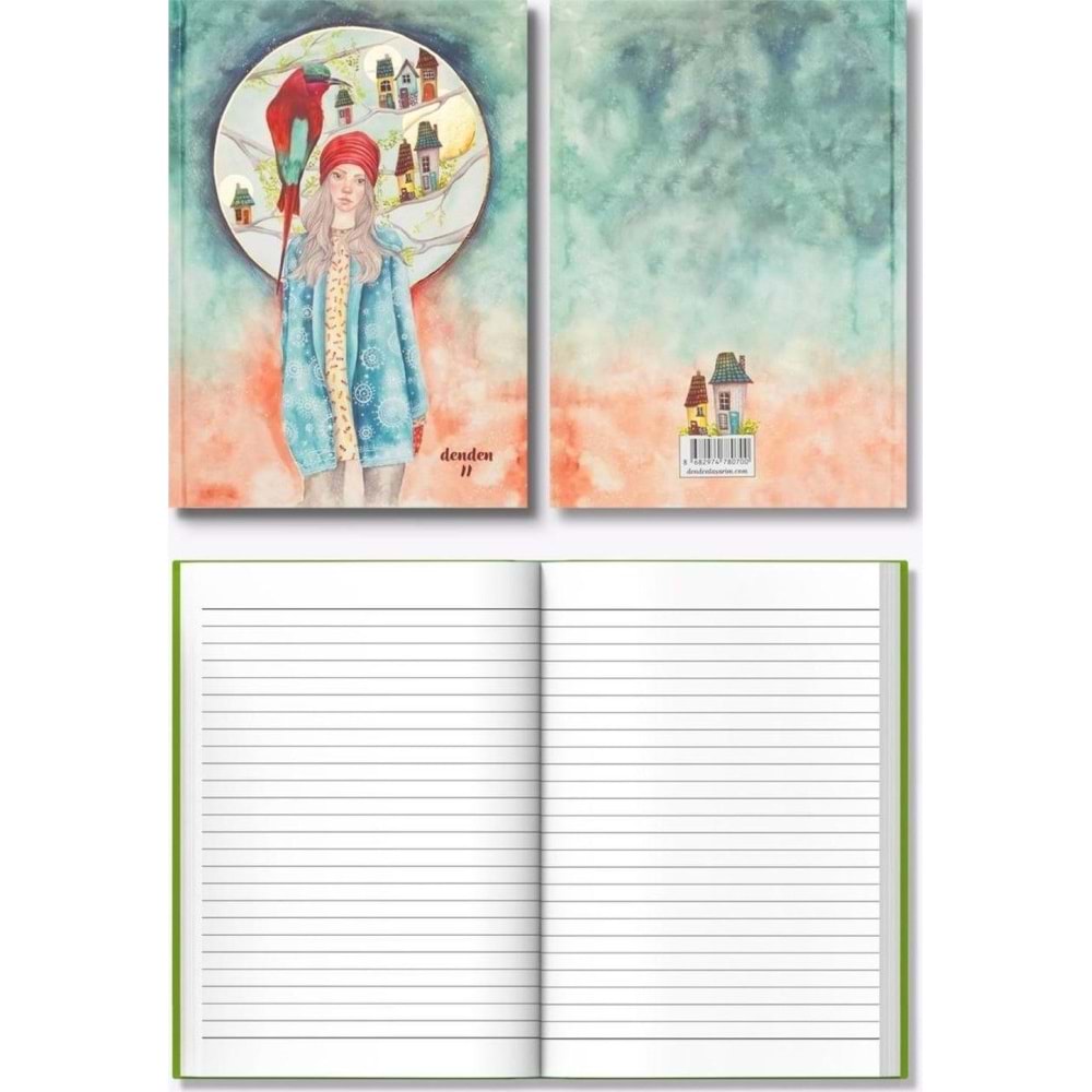Denden Sert Kapaklı Defter Ayla Acet Yaldız Seri Düş Çizgisi 17x24