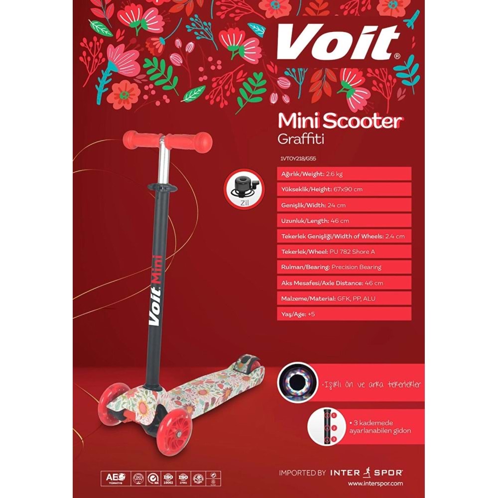 Voit Scooter 218 Işıklı 3 Teker Graffiti 77