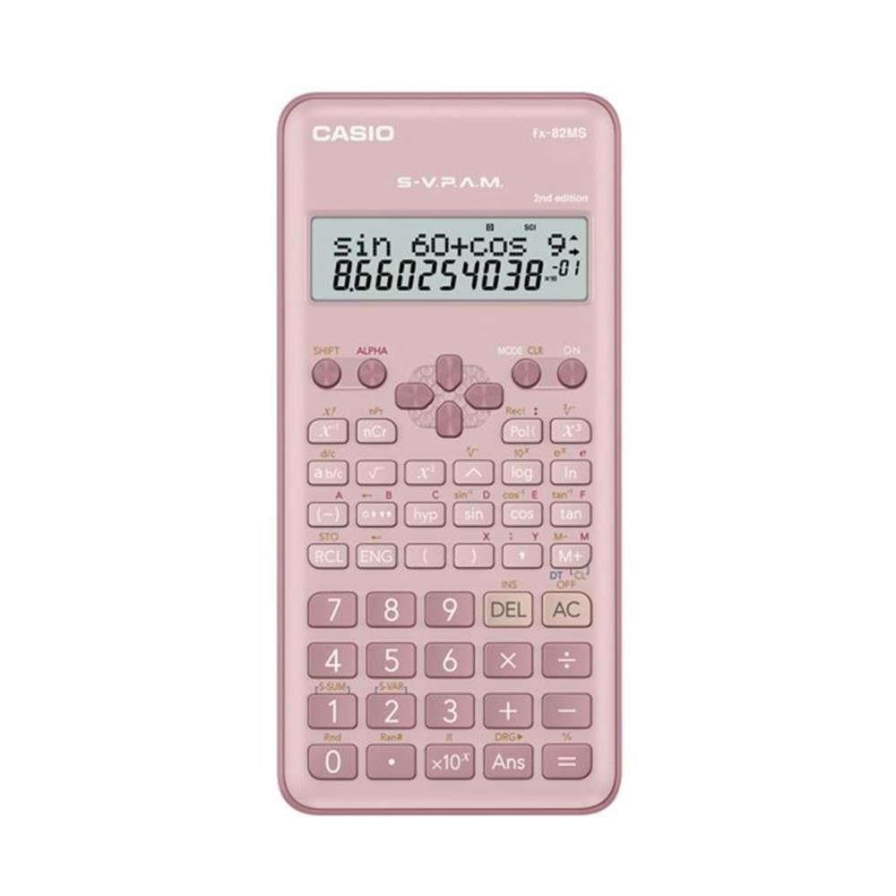 Casio FX-82MS-2-PK-W-DTF Versiyon Bilimsel Pembe Fonksiyonlu Hesap Makinesi
