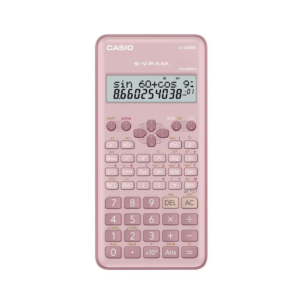 Casio FX-82MS-2-PK-W-DTF Versiyon Bilimsel Pembe Fonksiyonlu Hesap Makinesi