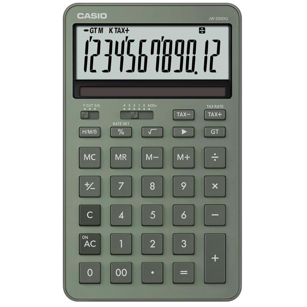 Casio JW-200DQ-GN 12 Hane Puslu Yeşil Masa Üstü Hesap Makinesi