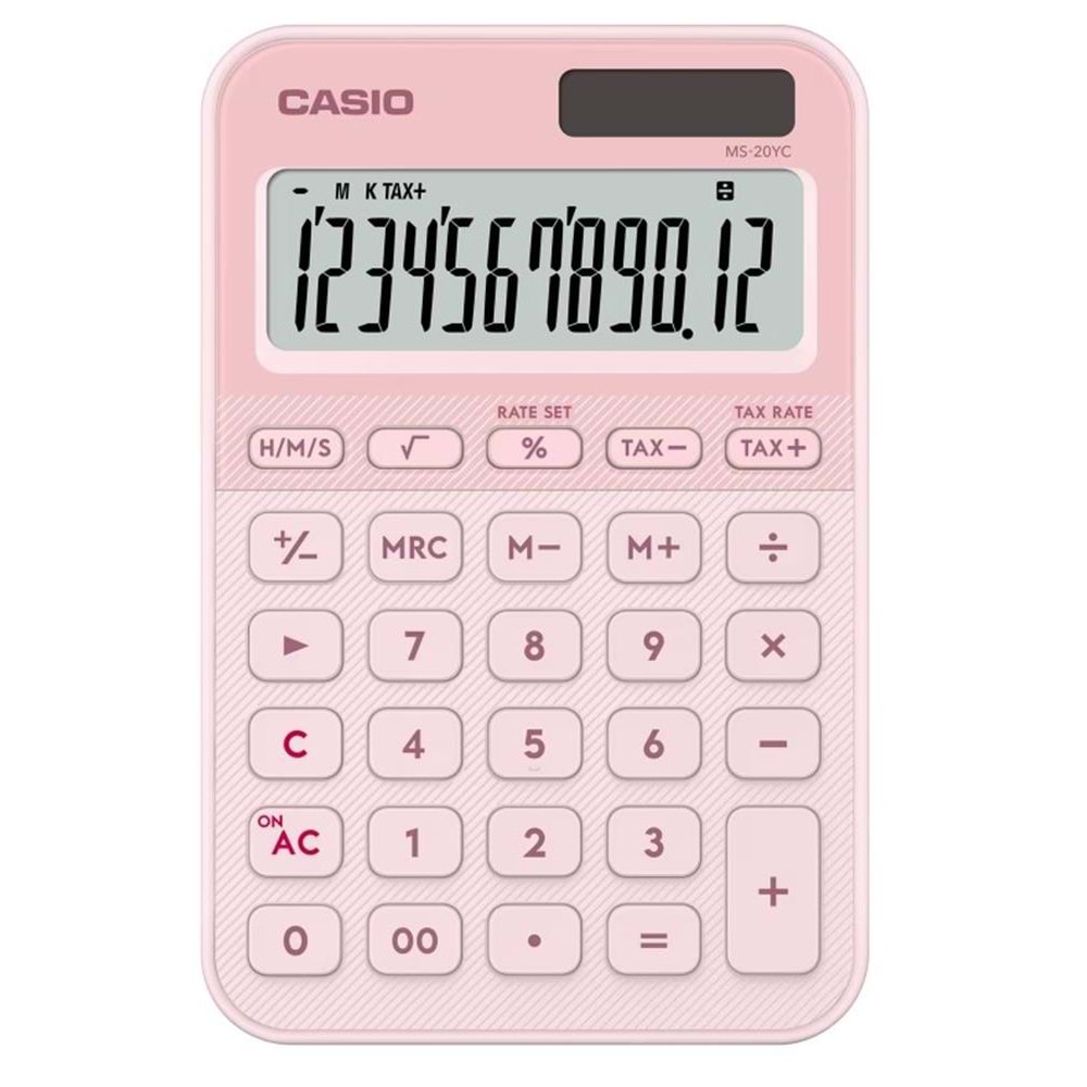 Casio MS-20YC-LP 12 Hane Açık Pembe Masa Üstü Hesap Makinesi