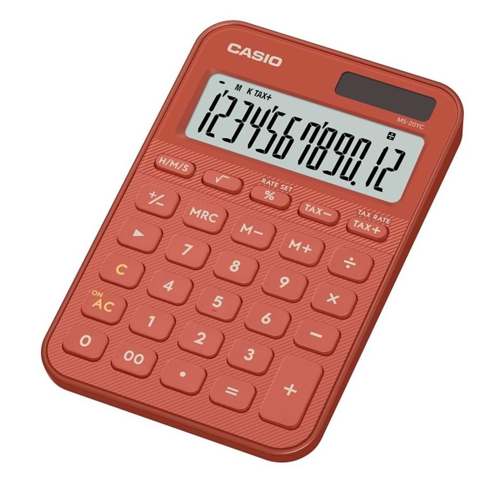 Casio MS-20YC-RD 12 Hane Kırmızı Masa Üstü Hesap Makinesi