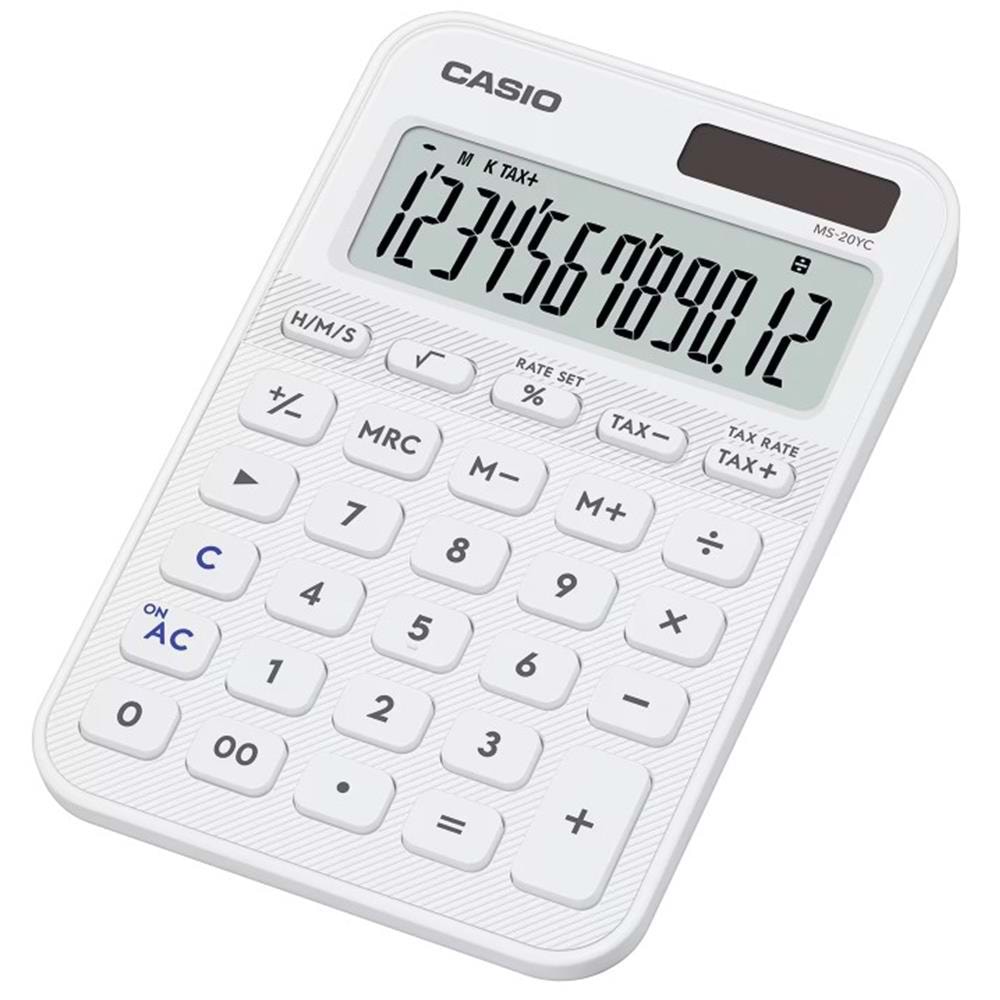 Casio MS-20YC-WE 12 Hane Beyaz Masa Üstü Hesap Makinesi