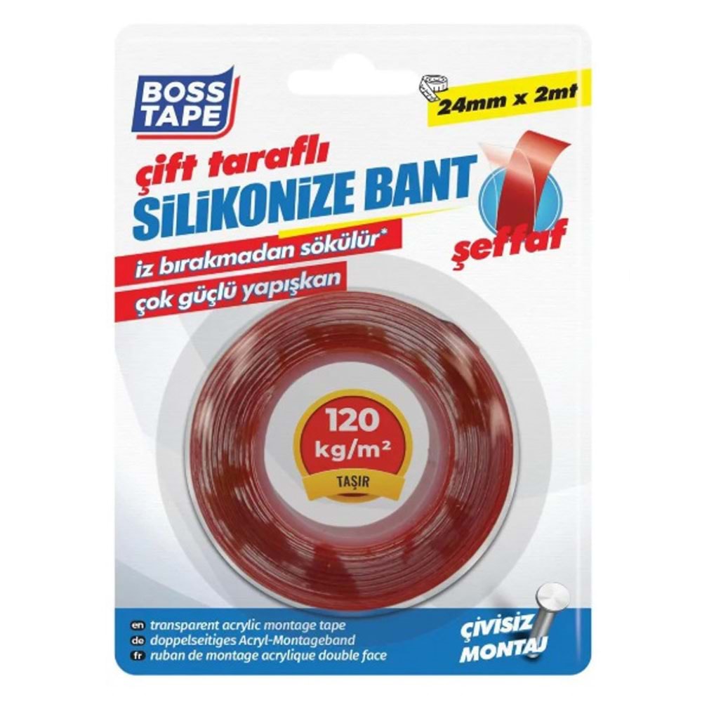 Boss Tape Akrilik Çift Taraflı Bant 24mmx2mt Bt-01