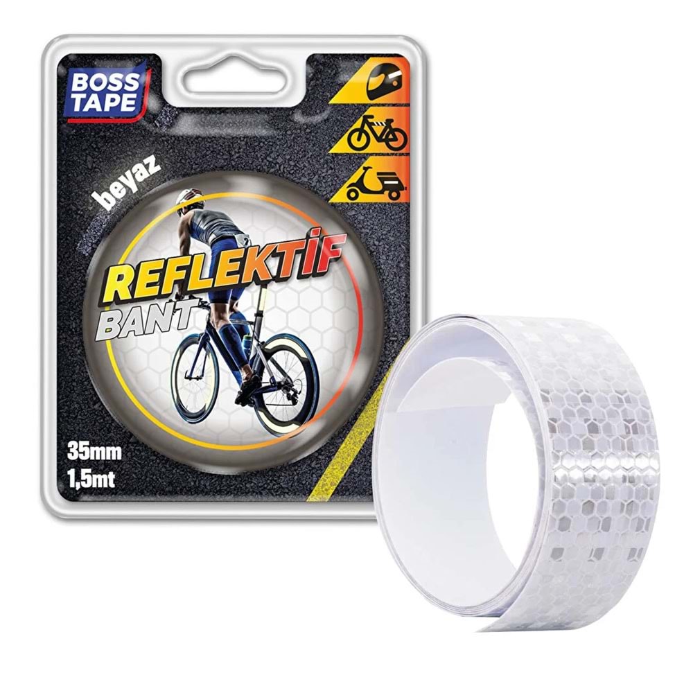 Boss Tape Reflektif Bant Beyaz 35mmx1,5mt Bt-09002