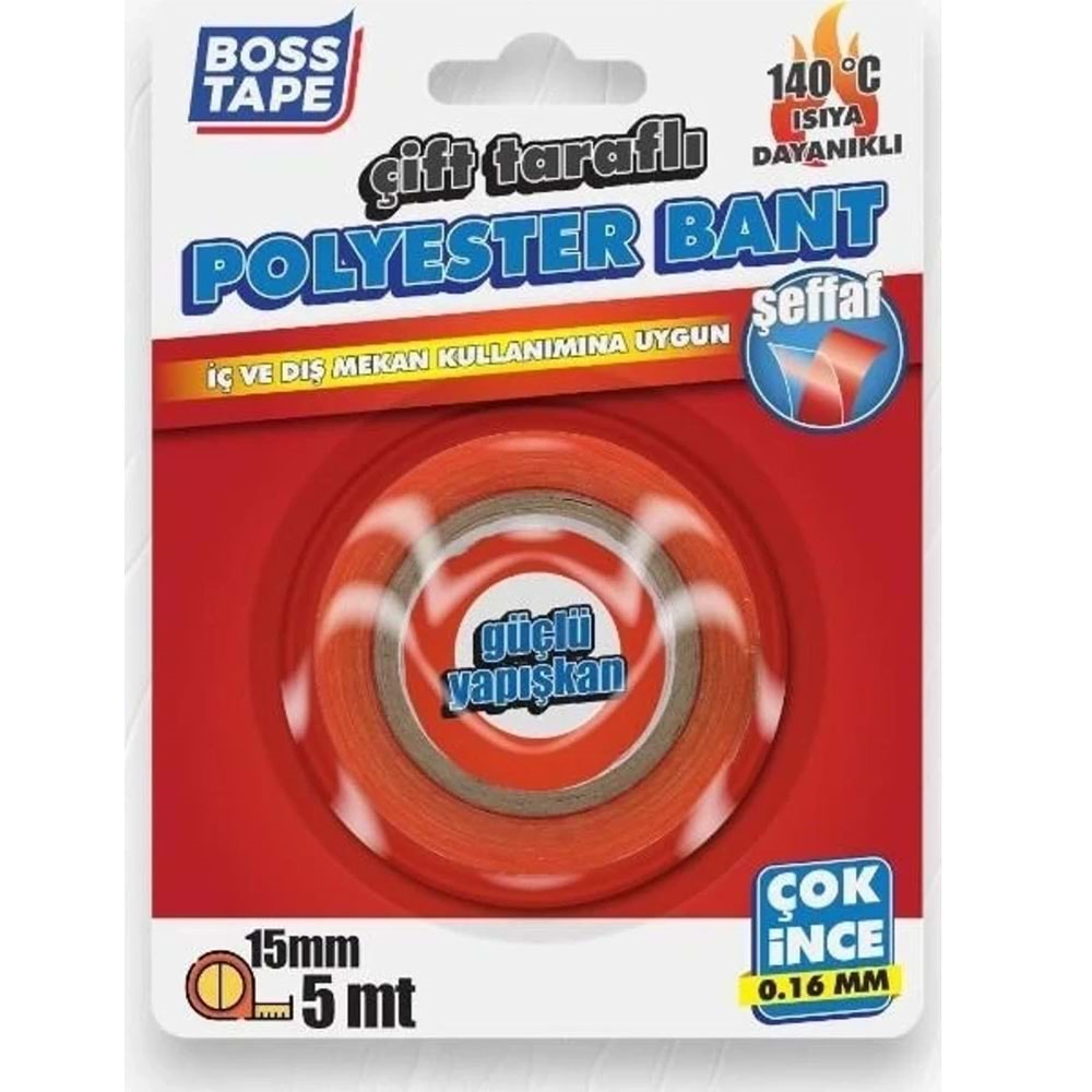 Boss Tape Yeni Çok Güçlü Polyester Çift Taraflı Bant 140 Der Bt-01038