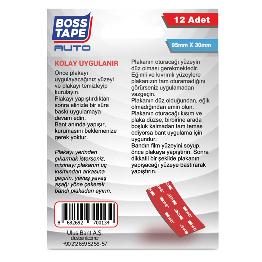 Boss Tape Plaka Montaj Bandı Bt-09001
