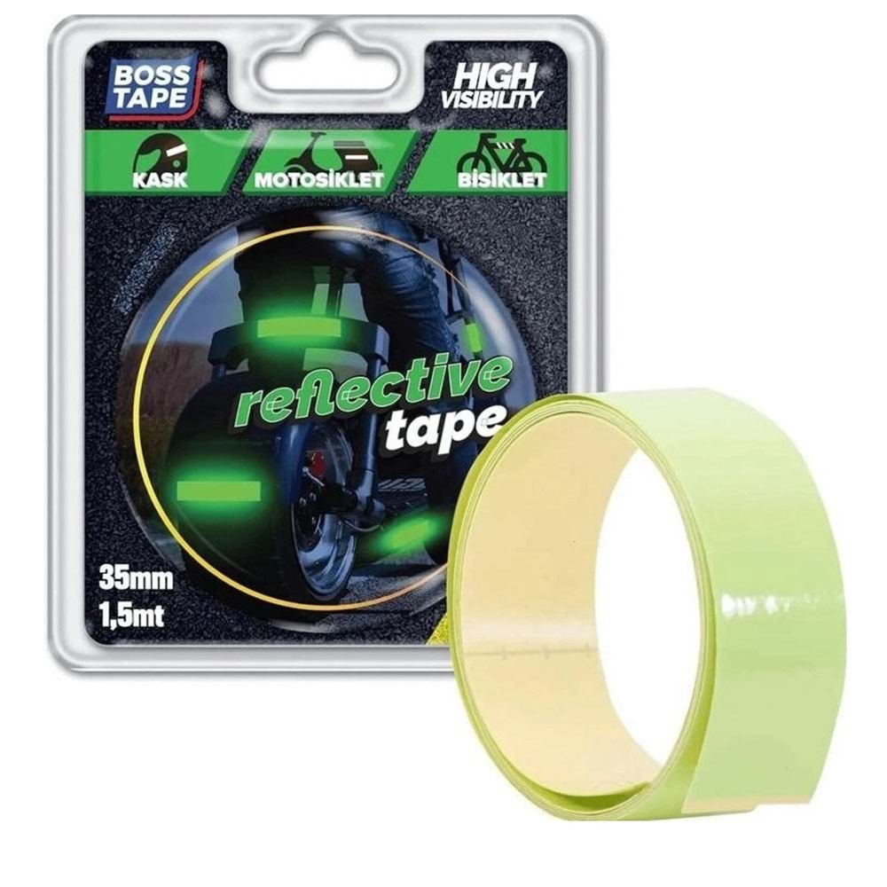 Boss Tape Fosforlu Reflektif Bant Yeşil Bt-09005