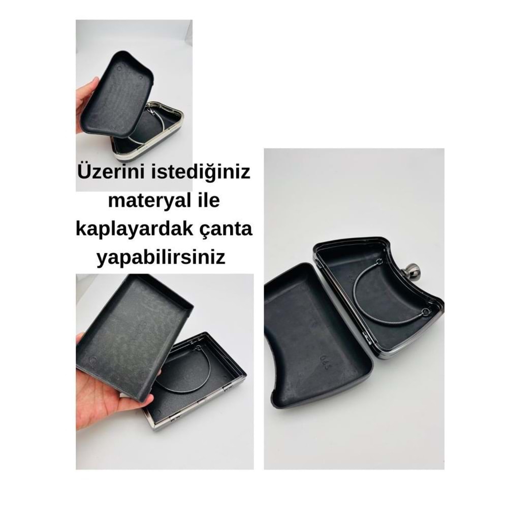 Çanta Aksesuar Abiye Çanta Kalıbı İncili Taşlı Tutmalı Model Gümüş Metalli (NO:23)