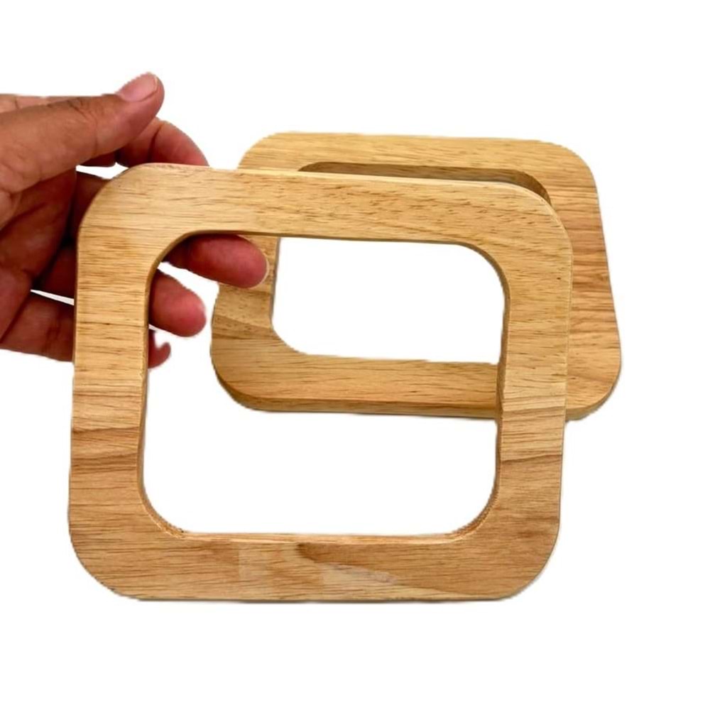 Çanta Aksesuar Dikdörtgen Model 15x13 Cm Açık Ahşap Renk Ahşap Çanta Sapı