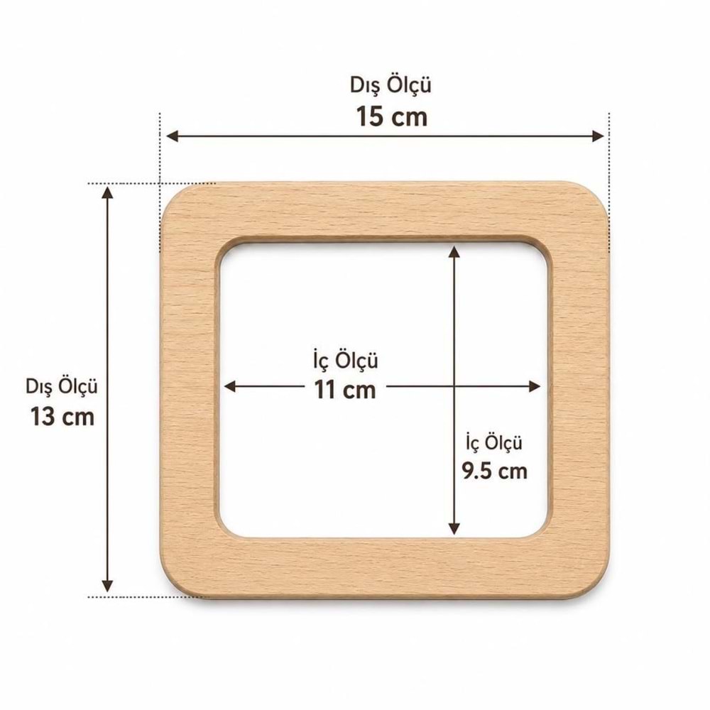 Çanta Aksesuar Dikdörtgen Model 15x13 Cm Açık Ahşap Renk Ahşap Çanta Sapı