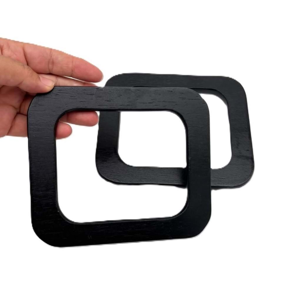 Çanta Aksesuar Dikdörtgen Model 15x13 Cm Siyah Renk Ahşap Çanta Sapı