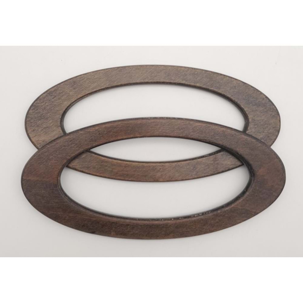 Çanta Aksesuar Oval Model 9x19.5 cm Haki Renk Ahşap Çanta Sapı