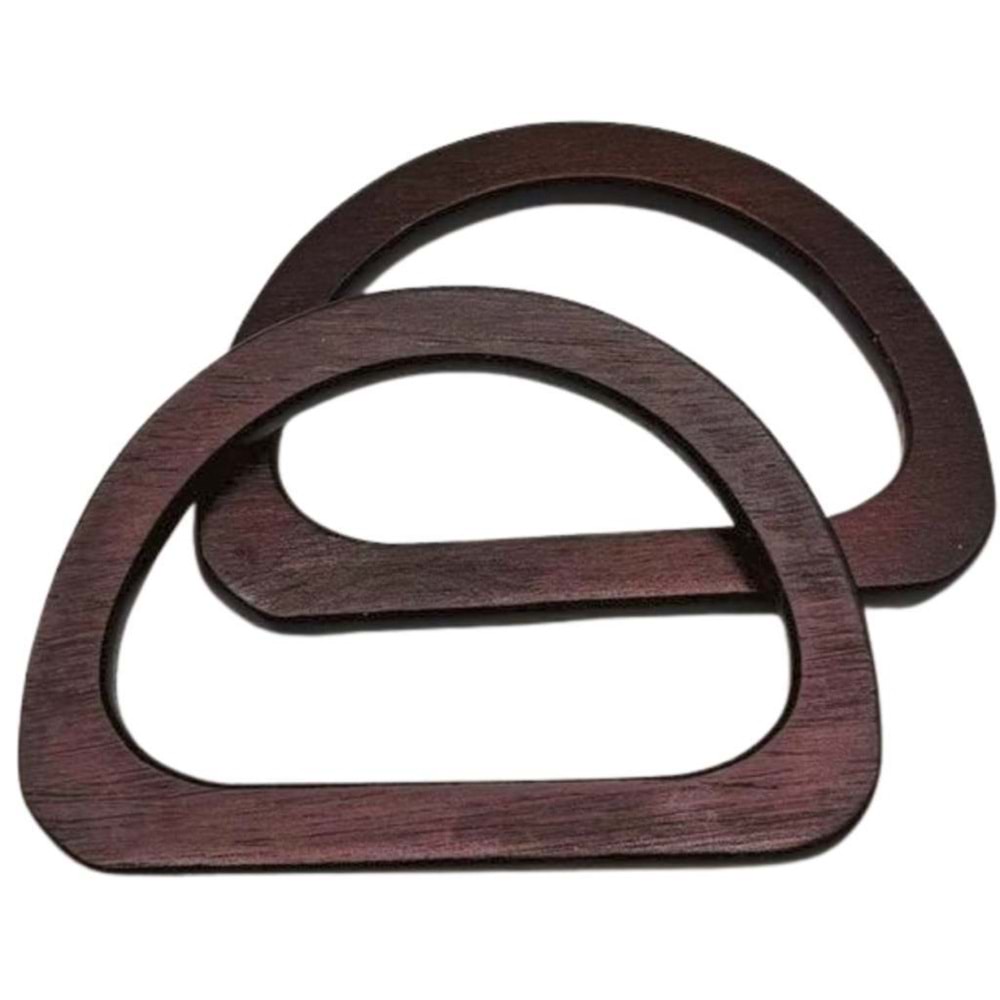 Çanta Aksesuar D Model 12x8 cm Kahve Renk Ahşap Çanta Sapı