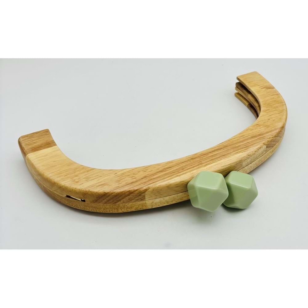 Çanta Aksesuar 25 Cm Açık Renk Oval Ahşap Burs Soft Yeşil Renk Toplu