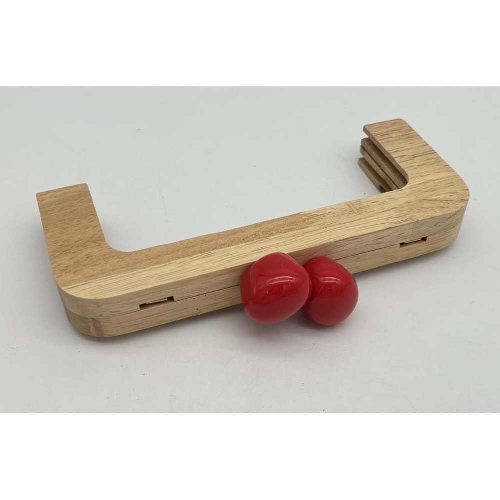 Çanta Aksesuar 20 Cm Oval Kırmızı Toplu Ahşap Burs