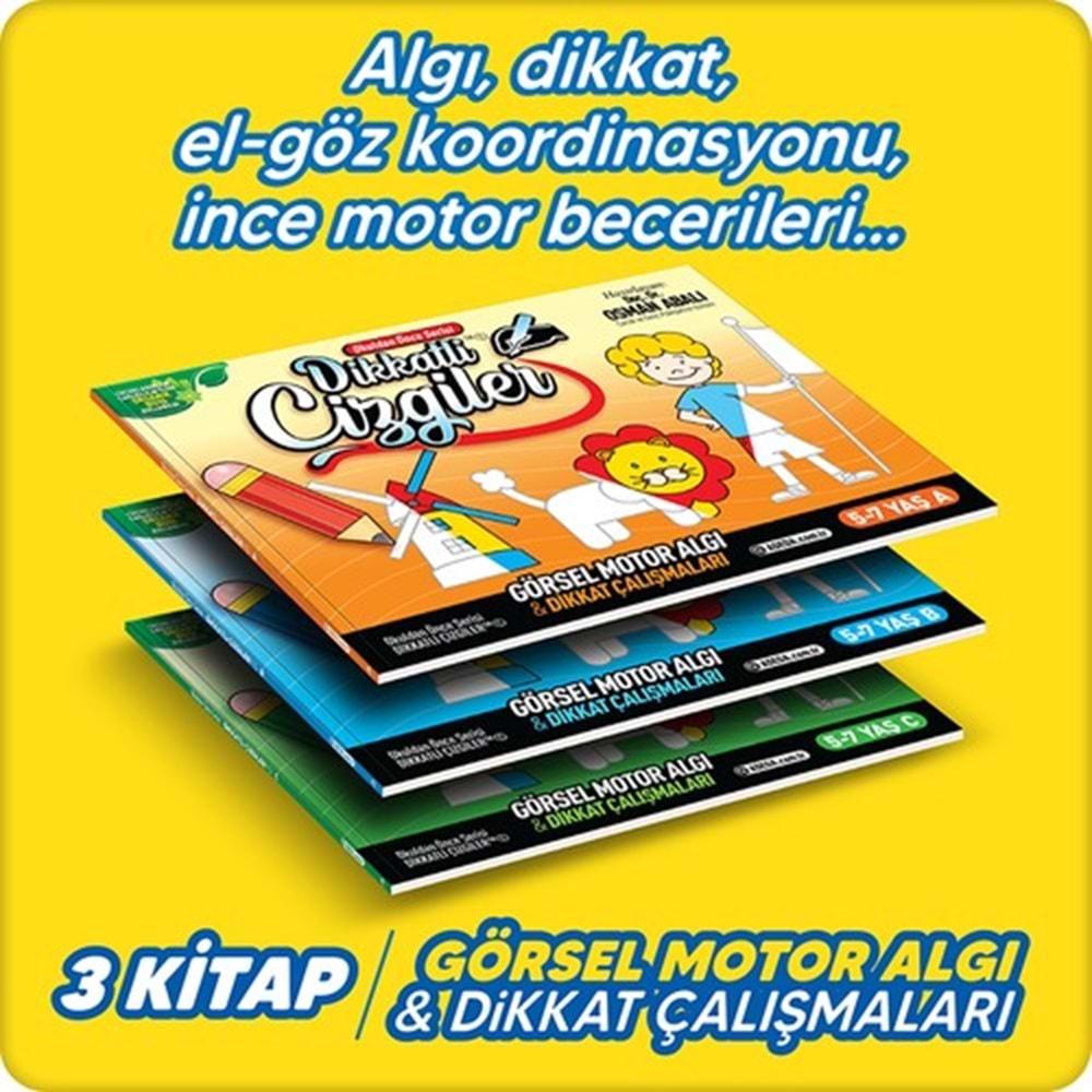 Adeda Dikkatli Çizgiler 5-7 Yaş Okuldan Önce Serisi 3 Kitap Set