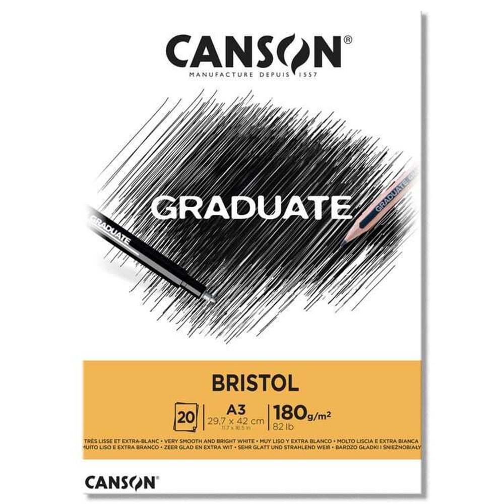 Canson Bristol Çizim Bloğu 180Gr A3 20Yp