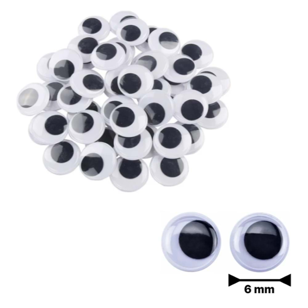 Beyaz Oynar Göz Kirpiksiz 6Mm 200 Lü
