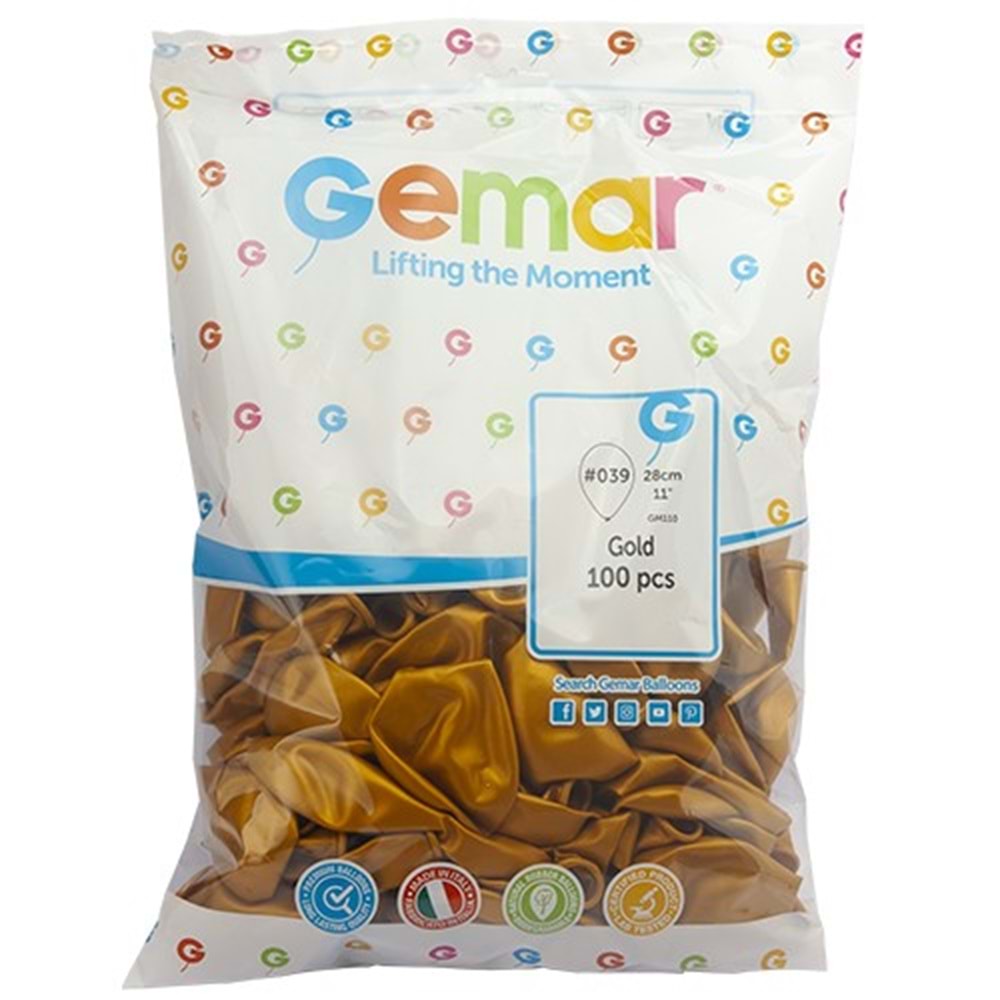 Metalik Balon Gm110 28Cm 100 Lü Altın 039