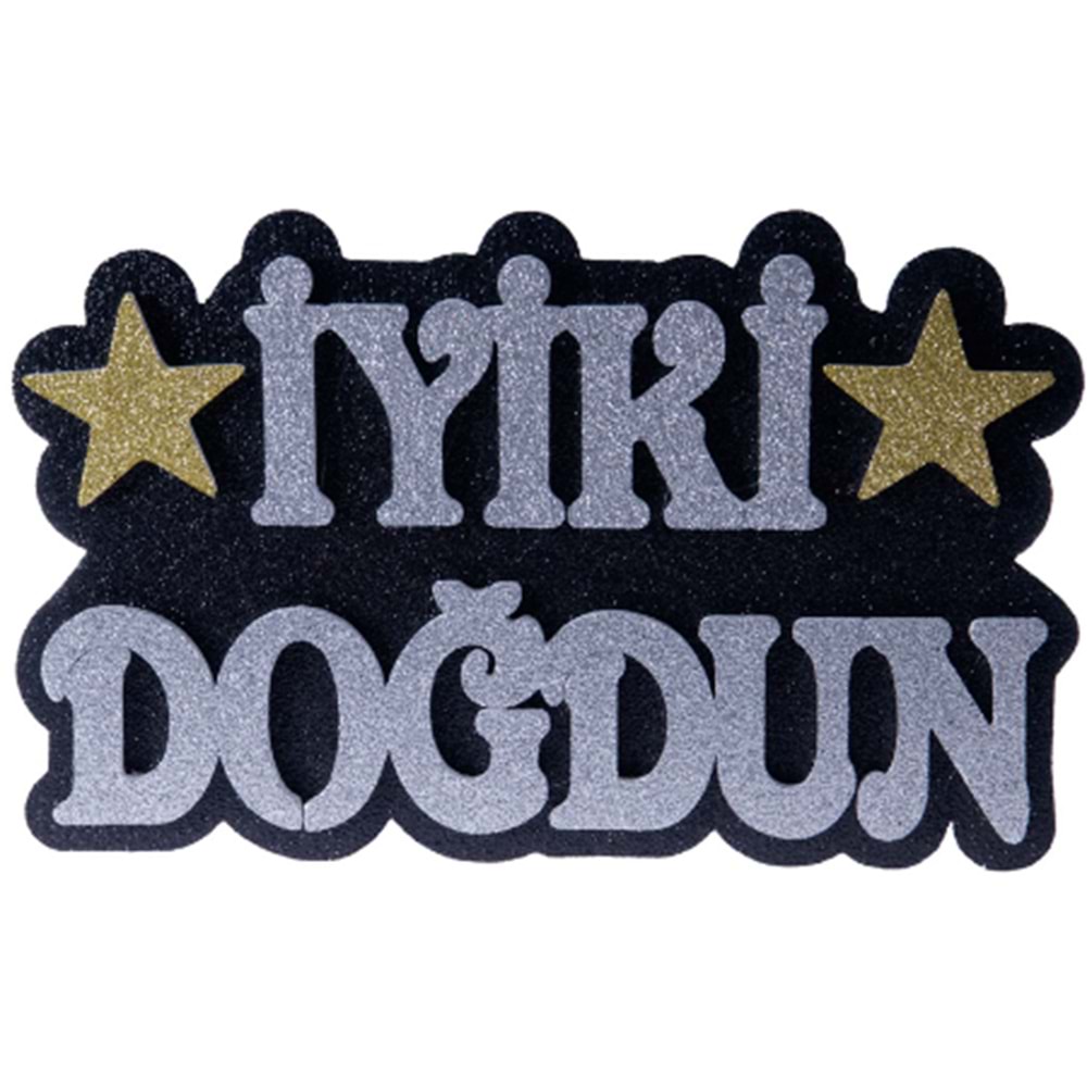 Kika Strafor Süs İyi ki Doğdun Yazı Siyah