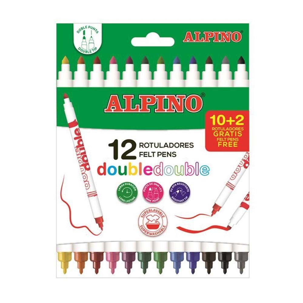 Alpino Keçeli Kalem Çift Yönlü12 Renk AR-002013