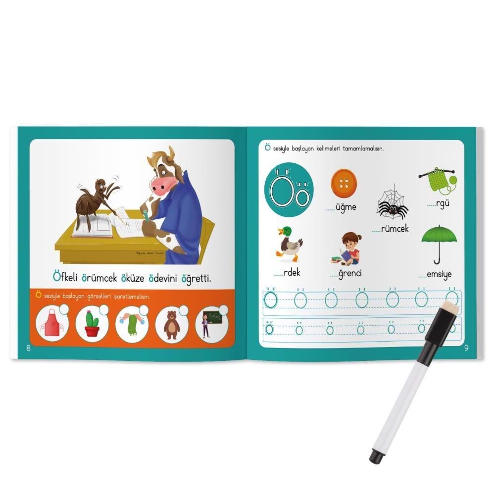 Yükselen Zeka İlk Alfabe Kitabım Seti (Yaz-Sil) - Sesli Kitap