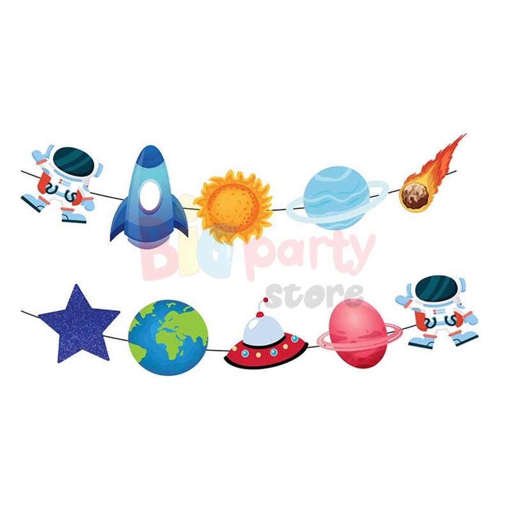 Kağıt Banner Uzay Parti Set 10 Parça