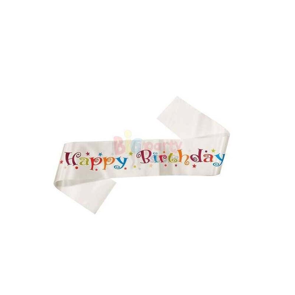Kuşak Saten Happy Birthday Renkli