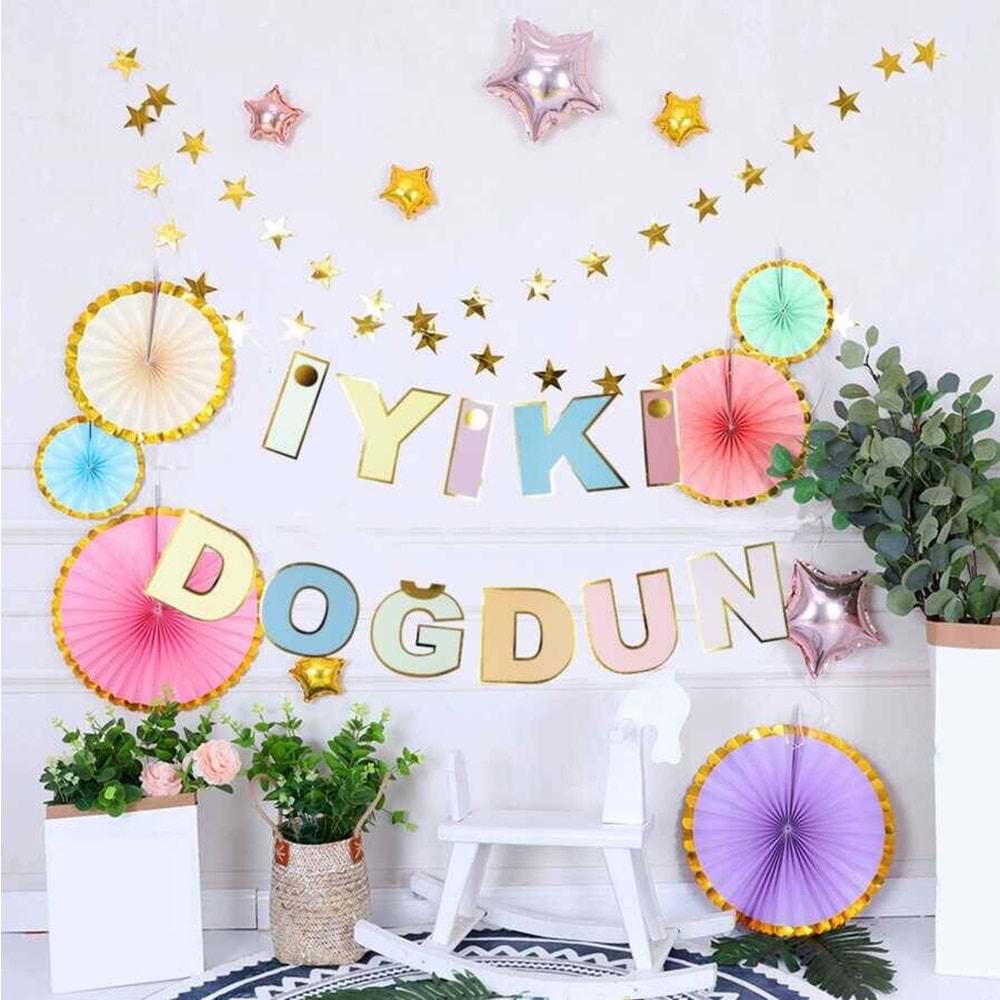 İyi Ki Doğdun Makaron Banner Varaklı