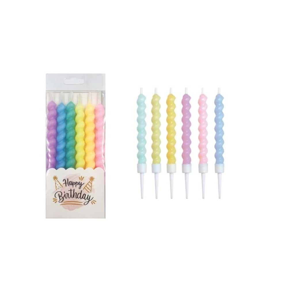 Mum Spiral Makaron Renkli 12cm 6 Lı