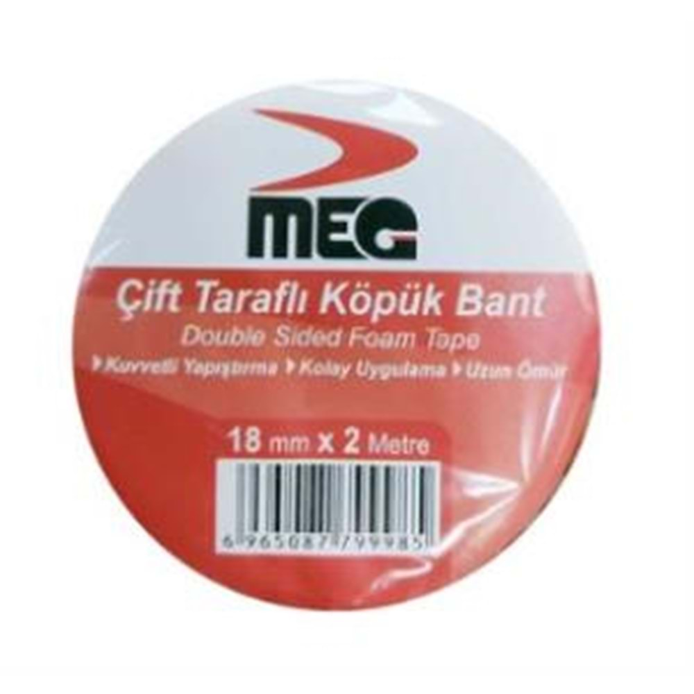 Meg Çift Taraflı Köpük Bant 18mmx2m