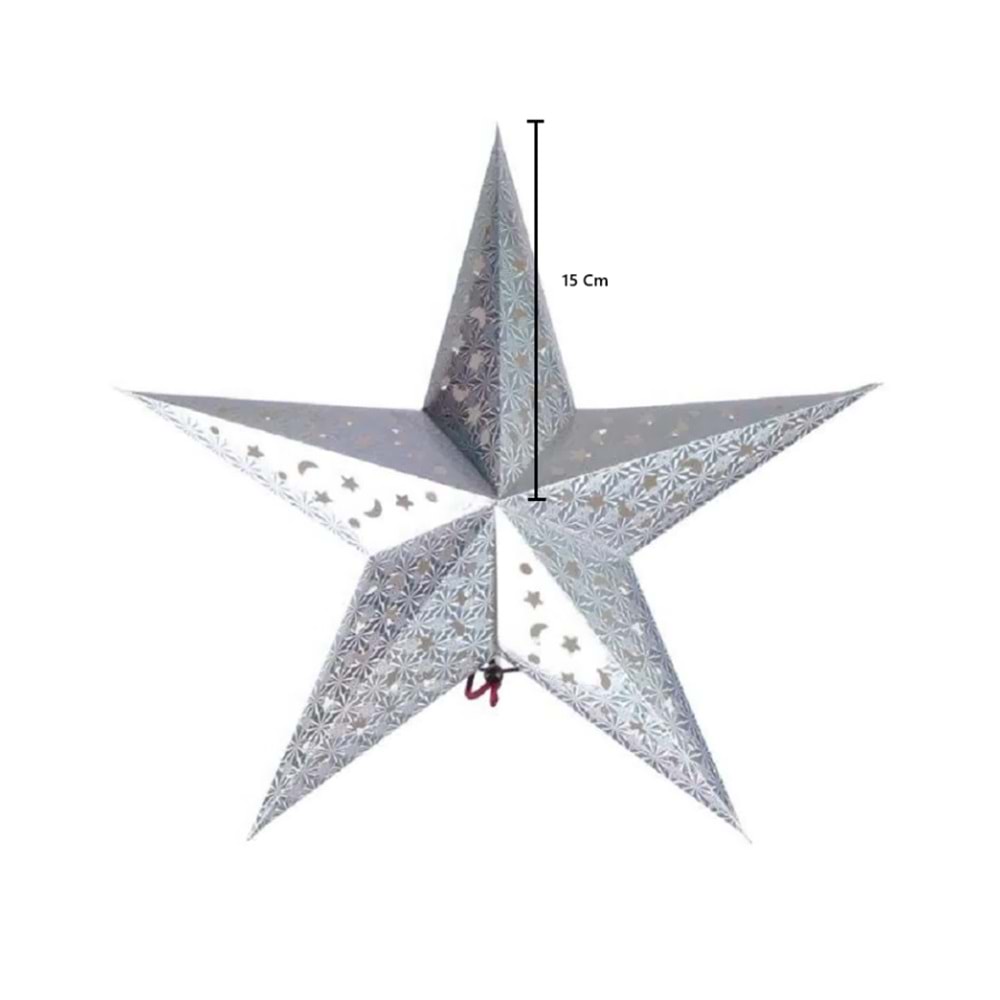 Karton Yıldız 3D Hologramlı 15cm Gümüş