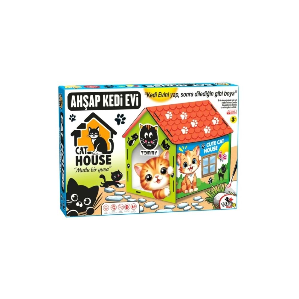 Totteriq Ahşap Boyama Kedi Evi 3006