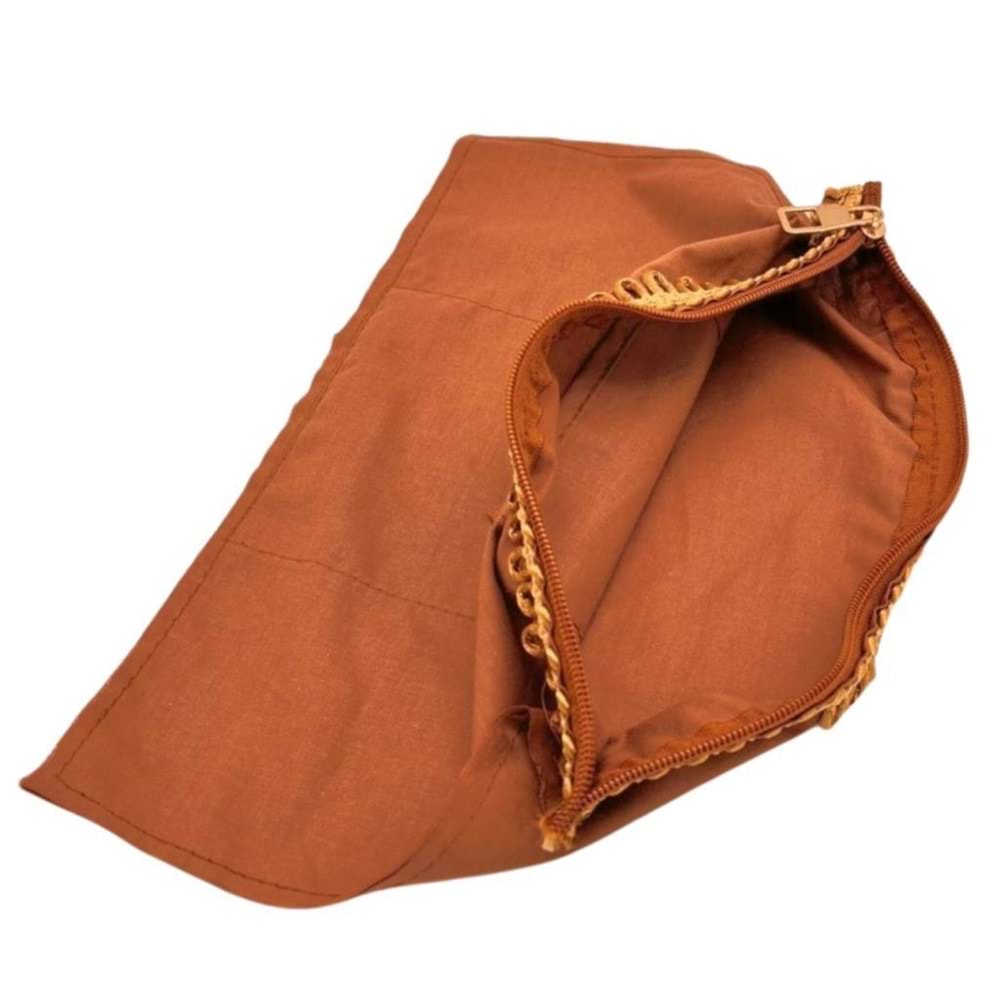 Çanta Aksesuar 20X30 Cm Dikilmiş Fermuarlı Astar Açık Kahve Renk
