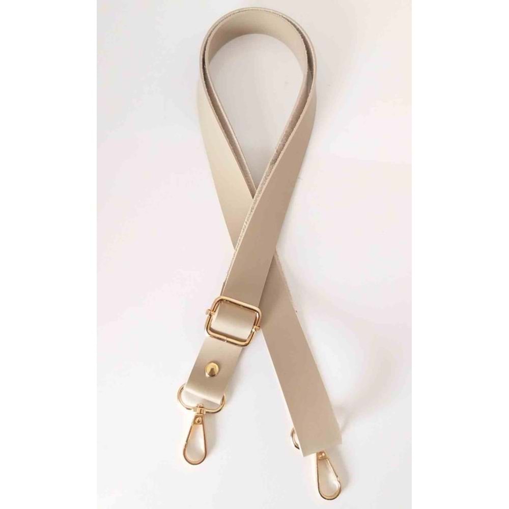 Çanta Aksesuar Suni Deri Ayarlı Çanta Sapı 120X2.4 Cm Bej Light Gold Metal