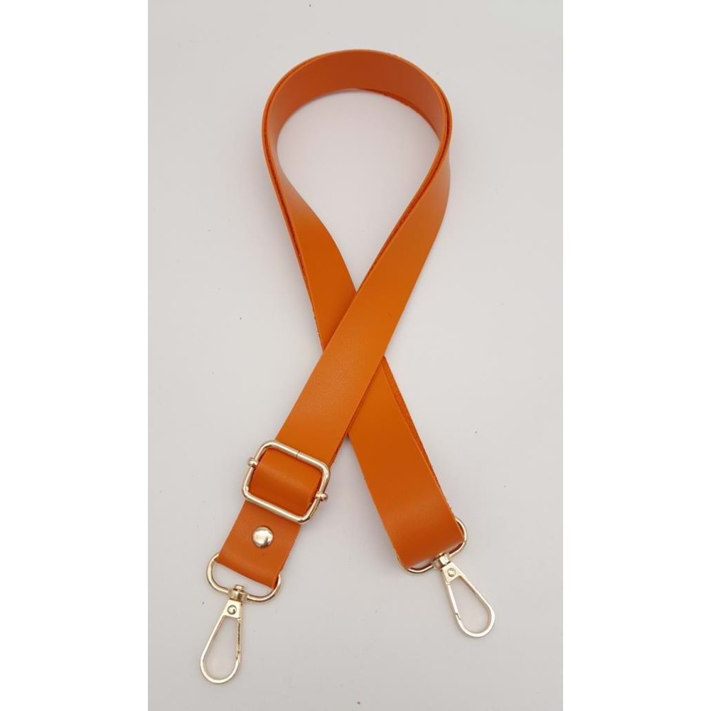Çanta Aksesuar Suni Deri Ayarlı Çanta Sapı 120X2.4 Cm Turuncu Light Gold Metal