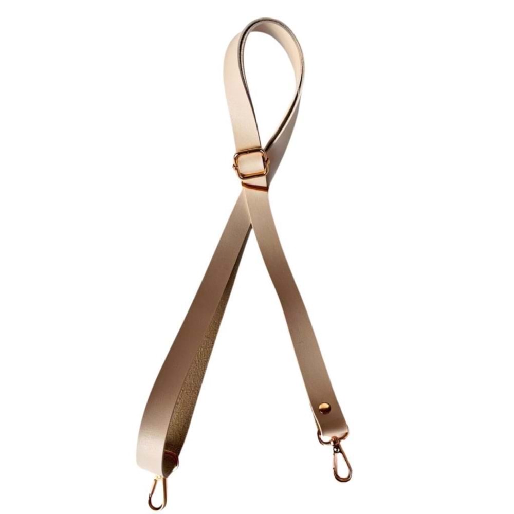 Çanta Aksesuar Suni Deri Ayarlı Çanta Sapı 120x2 cm Bej Renk Light Gold Metalli