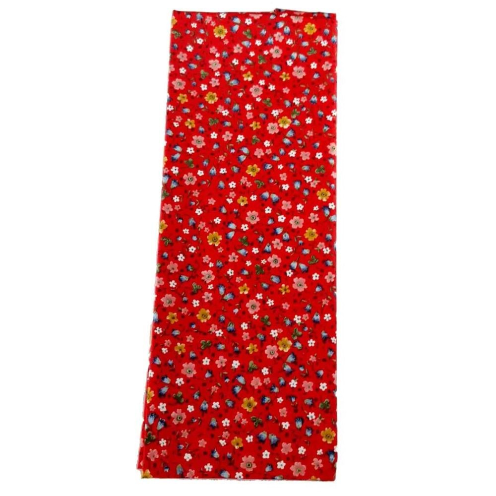 Çanta Aksesuar 85X50 Cm, Pamuklu Astarlık Kumaş Kırmızıya Desenli