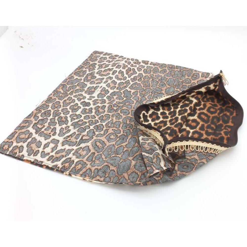 Çanta Aksesuar 45X45 Cm Dikilmiş Fermuarlı Astar Leopar