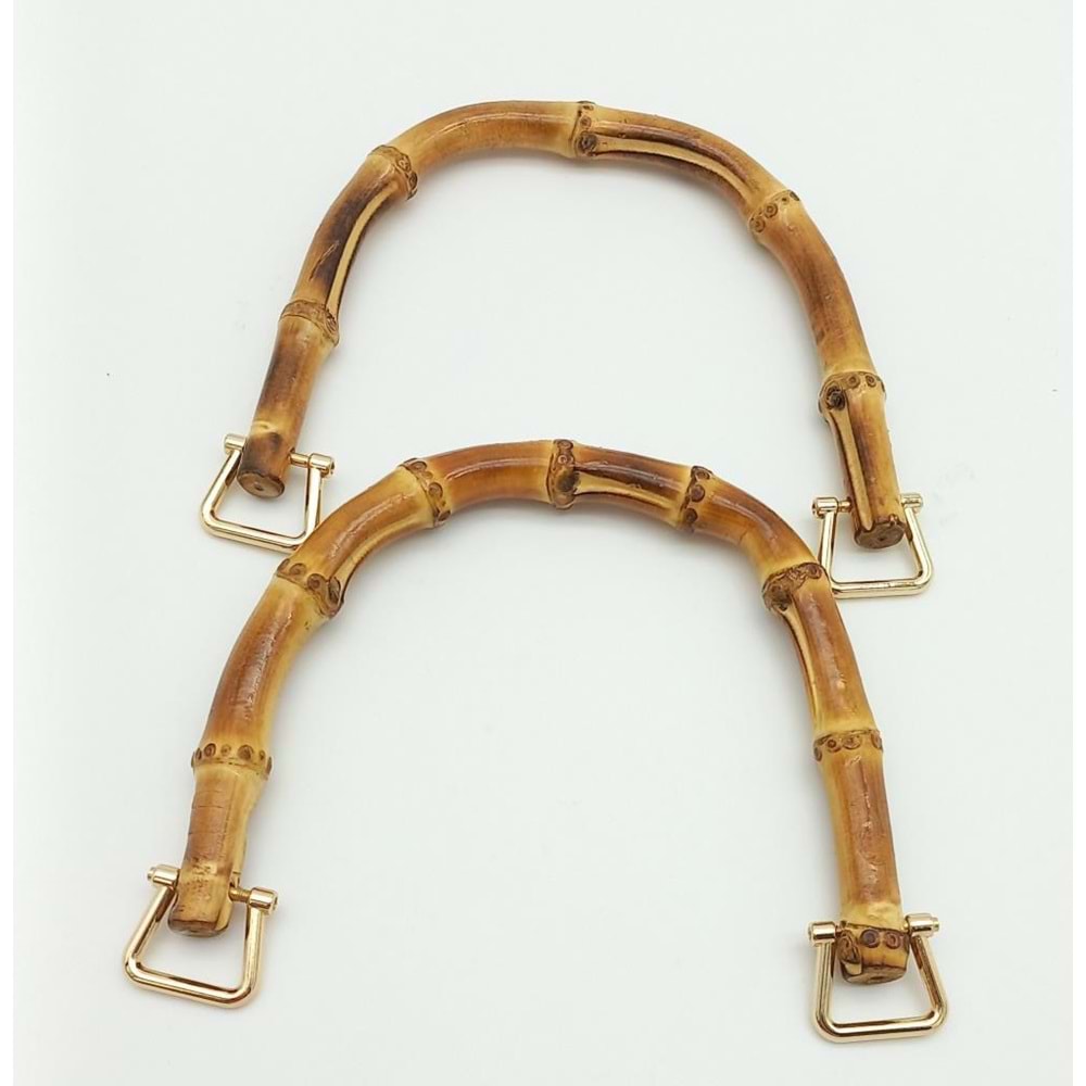 Çanta Aksesuar Light Gold Halkalı Gerçek Bambu Çanta Sapı 16X12 Cm