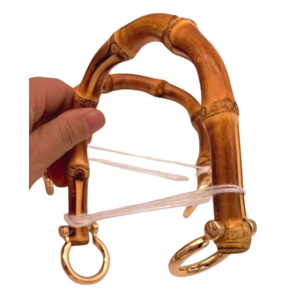 Çanta Aksesuar 13 cm Çift Gerçek Bambu Çanta Sapı Halkalı