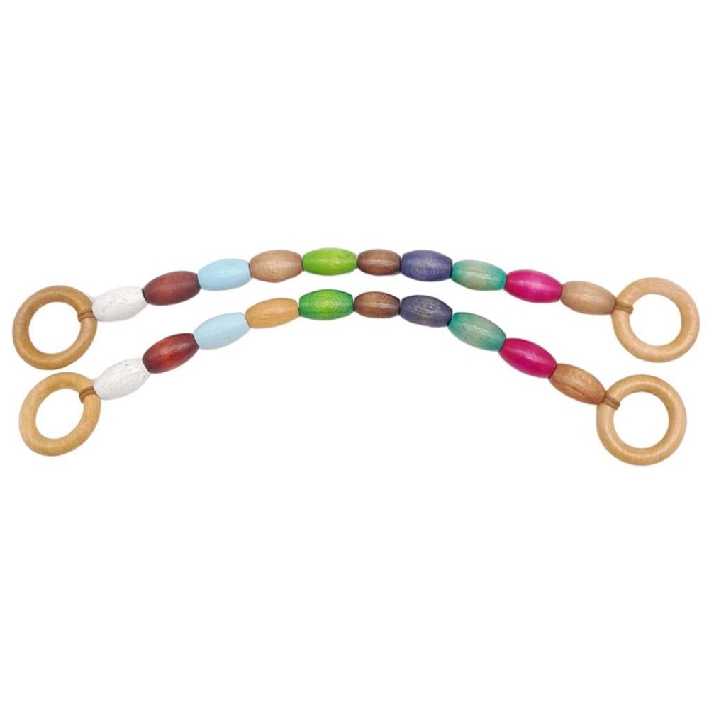 Çanta Aksesuar 20 mm Oval Ahşap Boncuklu 40 cm Renkli No:2 Çanta Sapı