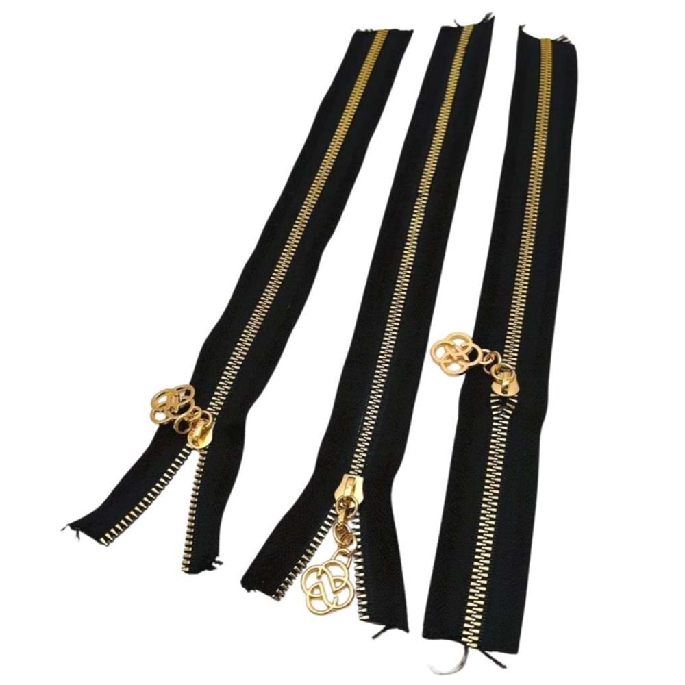 Çanta Aksesuar Başlıklı Fermuar Set 30 Cm Light Gold Metal Siyah 3 Adet