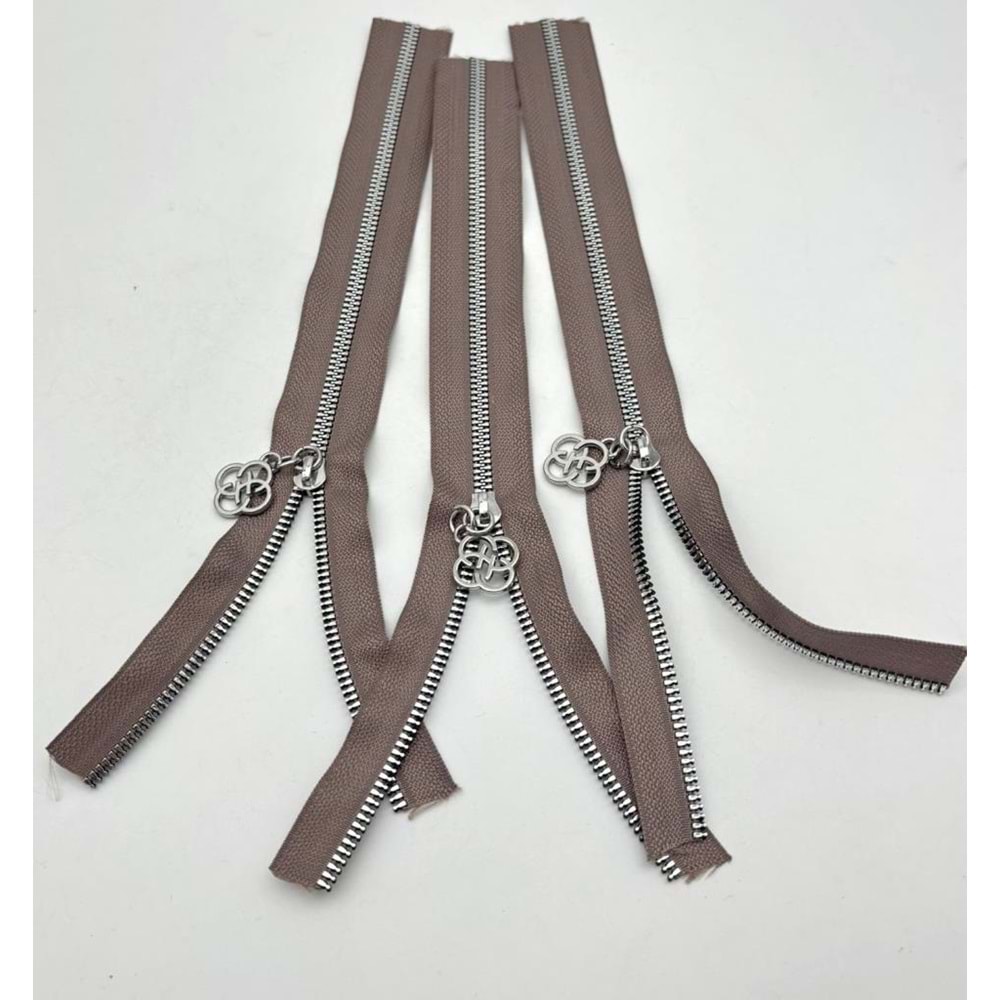 Çanta Aksesuar Başlıklı Fermuar Set 30 Cm Gümüş Metal Vizon 3 Adet
