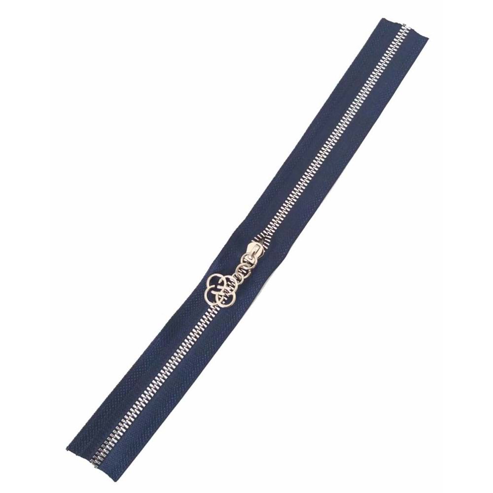 Çanta Aksesuar Başlıklı Fermuar 40 Cm Gümüş Metal Lacivert