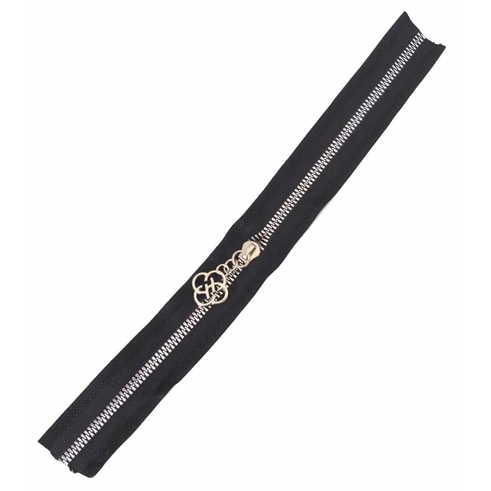 Çanta Aksesuar Başlıklı Fermuar 40 Cm Gümüş Metal Siyah