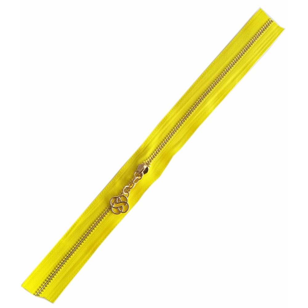 Çanta Aksesuar Başlıklı Fermuar 40 Cm Light Gold Metal Sarı