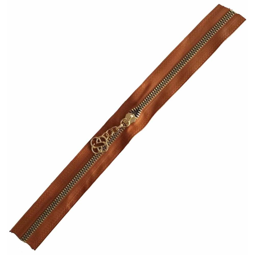 Çanta Aksesuar Başlıklı Fermuar 40 Cm Light Gold Metal Taba